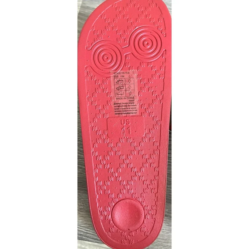 True Religion Men's Slide Sandals Red Logo Comfort Slides Size 11 New
